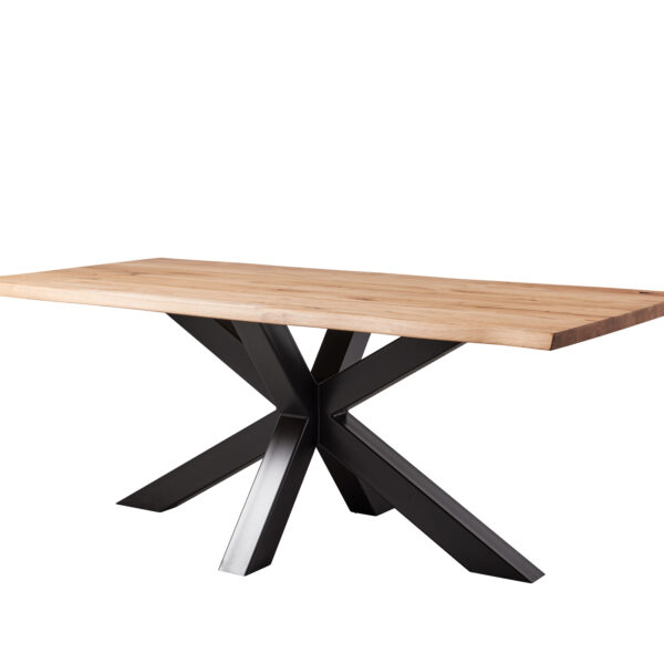 Table NYLS en chêne massif avec pied étoile en métal noir. Fabrication française