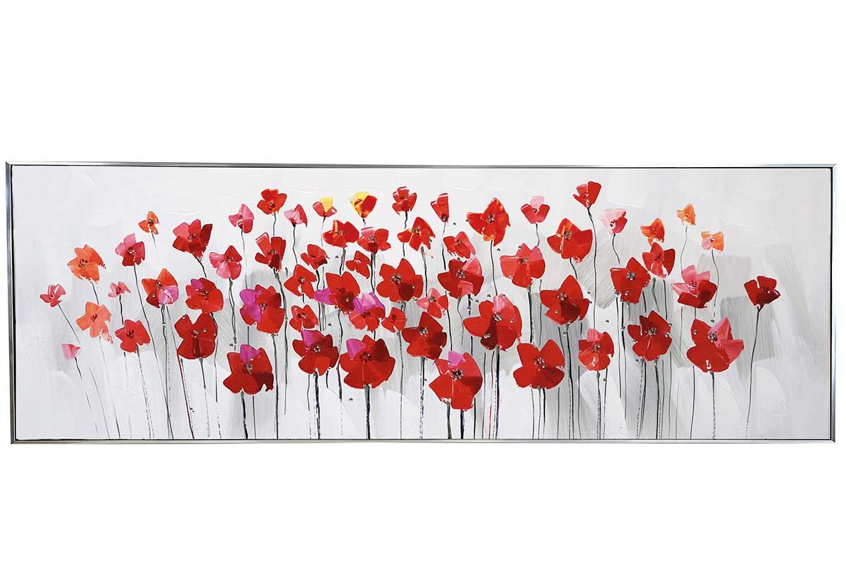 Toile murale Coquelicots rouges (4 pièces) - fleurs rouges sur