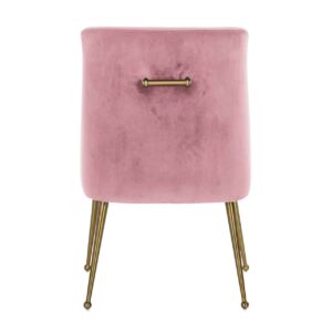 Chaise modele INDY avec tissu PINK poignee et pieds dorés