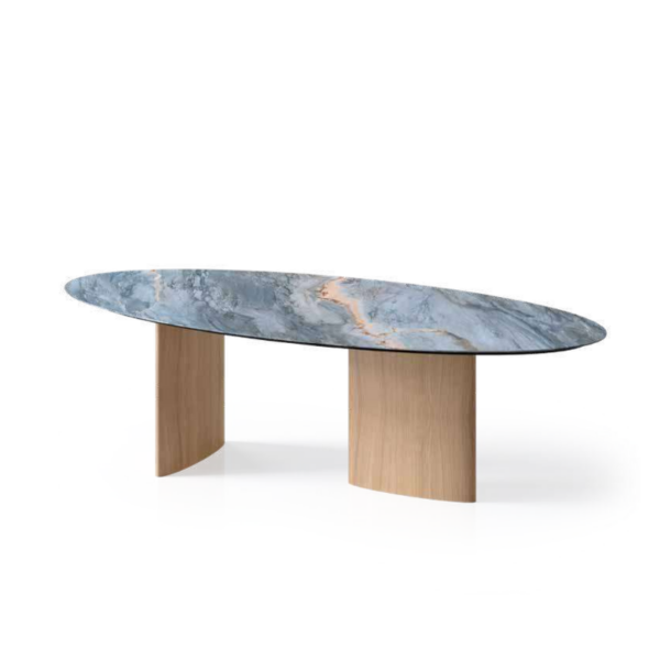 Table OLIVE avec pieds bois et plateau en céramique